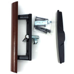 Black Wood Sliding Patio Glass Door Handle Set Replacement with 3-1/2" Hole Spacing